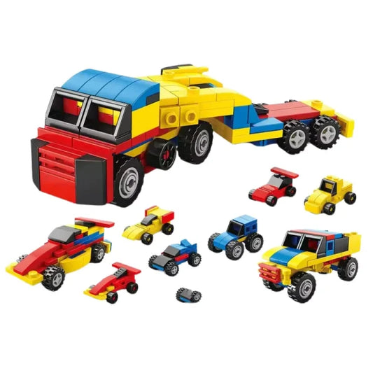 6 In 1 Transport Truck Building Blocks Toy For Kids Racing Car Blocks Set