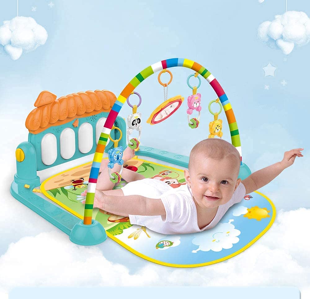 Huanger - 3 In 1 Newborn Baby Play Gym Piano Fitness Rack - Activity Mat